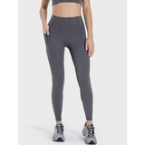  women's active leggings with pockets in dark gray high-waisted design for workout