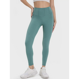 Trendsi women's active leggings with pockets in teal blue color with high waist design