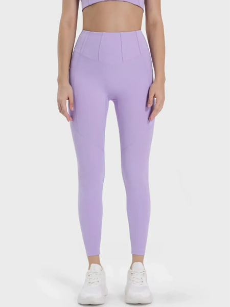 Trendsi women's active leggings with pockets in lavender high waist design