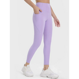 Trendsi lavender women's active leggings with pockets featuring high waist and fitted design