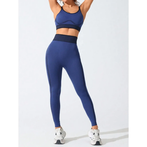 Trendsi women's athletic cami leggings set in blue with high waist leggings and matching cami top