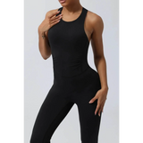 Babe Beachwear women's athletic crisscross jumpsuit in black for active wear