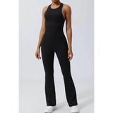 Babe Beachwear women's athletic crisscross jumpsuit in black activewear fitted for exercise