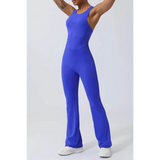 Babe Beachwear women's athletic crisscross jumpsuit in vibrant blue activewear for fitness and casual wear