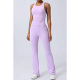 Babe Beachwear women's athletic crisscross jumpsuit in light purple activewear with fitted design