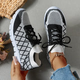 Trendsi women's breathable beach sneakers in black and white knit with flexible soles