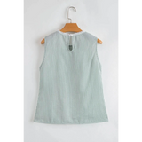Babe Beachwaer women's casual sleeveless shirt with thin vertical stripes and a button closure on the back