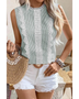 Babe Beachwear women's casual sleeveless shirt with lace and stripe design paired with white shorts