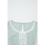 Babe Beachwear women's casual sleeveless shirt with green stripes and white lace detail