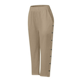 Babe Beachwear beige pants with side buttons for women's casual white vacation pants style