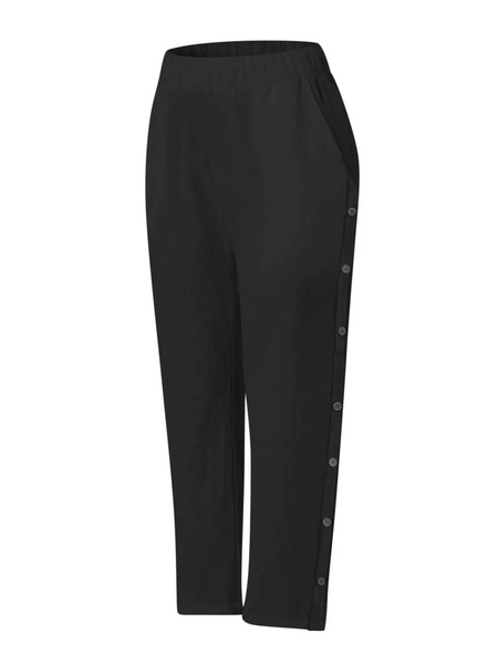 Babe Beachwear women's casual white vacation pants with button details on side