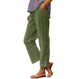 Babe Beachwear women's casual white vacation pants styled in olive green with side buttons and pockets