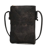 MKF Collection black women's crossbody beach bag with floral cutout design and adjustable strap