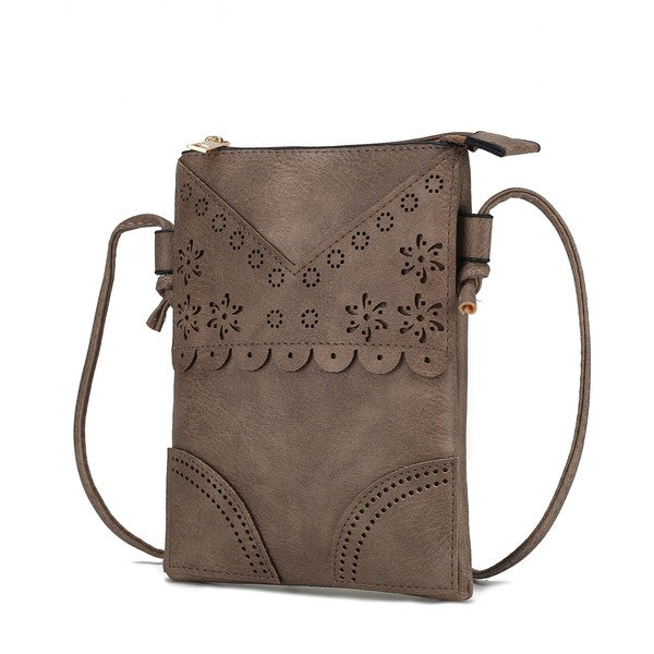 MKF Collection by Mia K women's crossbody beach bag in brown with floral cutout design