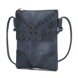 MKF Collection by Mia K women's crossbody beach bag in navy blue with floral cutout design