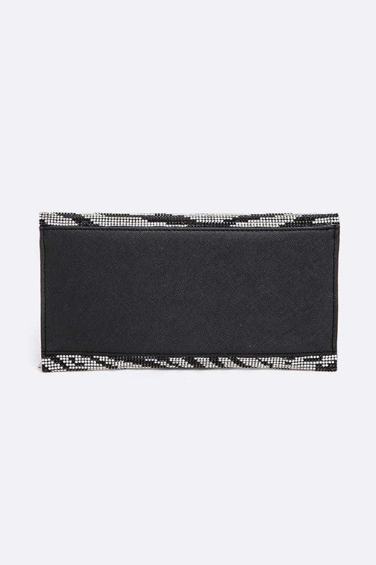 Babe Beachwear women's evening bag with rhinestones black rectangular clutch with sparkling trim