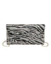 Babe Beachwear women's evening bag with rhinestones in black and silver zebra pattern with chain strap