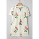Trendsi women's flutter sleeve vacation dress midi style with pink floral print on white fabric