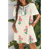 Trendsi women's flutter sleeve vacation dress with floral print and puff sleeves midi dress