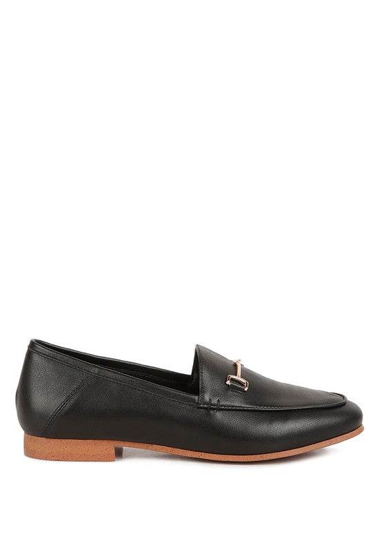 Babe Beachwear black women's horsebit loafers with sleek leather upper and low wooden heel