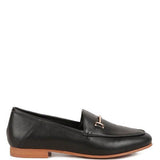 Babe Beachwear black women's horsebit loafers with sleek leather upper and low wooden heel