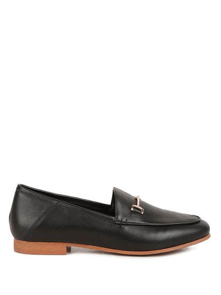 Babe Beachwear black women's horsebit loafers with sleek leather upper and low wooden heel