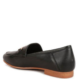 Babe Beachwear black women's horsebit loafers with tan sole and gold horsebit detail