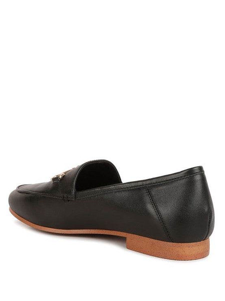 Babe Beachwear black women's horsebit loafers with tan sole and gold horsebit detail