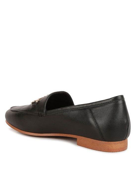 Babe Beachwear black women's horsebit loafers with tan sole and gold horsebit detail
