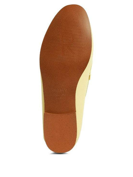 Sole view of Babe Beachwear women's horsebit loafers showing brown rubber sole and heel grip