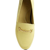 Babe Beachwear women's horsebit loafers in light yellow with gold-tone hardware detail