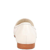 Babe Beachwear women's horsebit loafers in white leather with brown sole back view