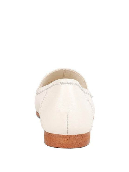 Babe Beachwear women's horsebit loafers in white leather with brown sole back view