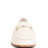 Babe Beachwear women's horsebit loafers in white leather with gold hardware detail and tan sole