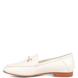 Babe Beachwear women's horsebit loafers in white leather with brown sole and gold-tone hardware