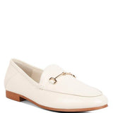 Babe Beachwear women's horsebit loafers in white with gold hardware and low heel