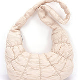 Babe Beachwear women's puffer hobo bag in light beige with quilted padded design and soft texture