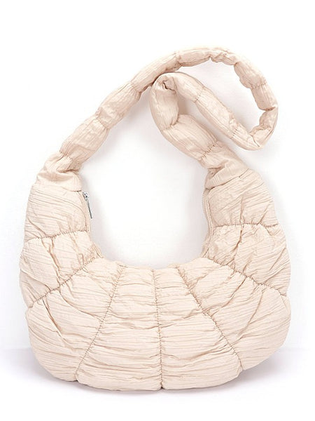 Babe Beachwear women's puffer hobo bag in light beige with quilted padded design and soft texture