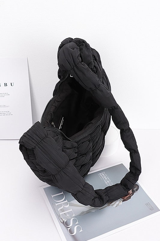 Black Babe Beachwear women's puffer hobo bag with padded strap and spacious interior