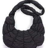 Babe Beachwear women's puffer hobo bag in black with quilted padded design and soft shoulder strap