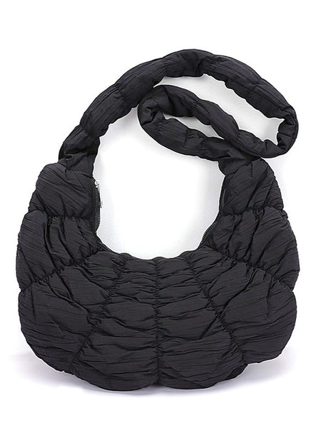 Babe Beachwear women's puffer hobo bag in black with quilted padded design and soft shoulder strap