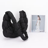 Black Babe Beachwear women's puffer hobo bag with quilted design and padded texture