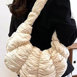 Babe Beachwear women's puffer hobo bag in cream with ruched texture and wide strap