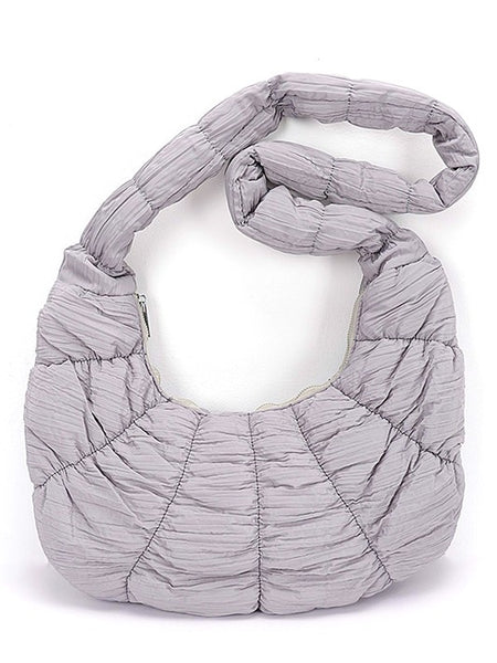 Babe Beachwear women's puffer hobo bag in light gray with quilted design and padded strap