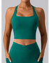 Babe Beachwaer women's racerback crop top active tank in teal green fitted style