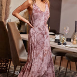  women's resort wear dress maxi with sleeveless design and soft pink tie-dye pattern