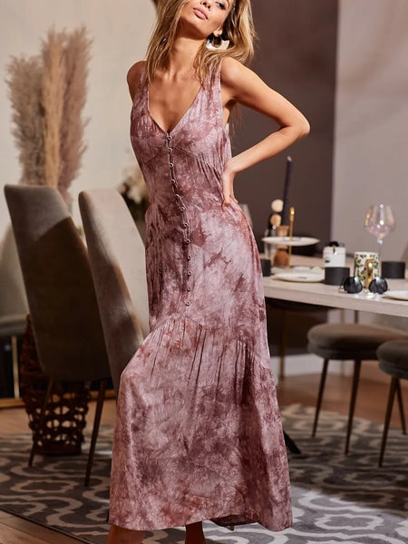 Trendsi women's resort wear dress in mauve sleeveless maxi style with button front and flowy fit