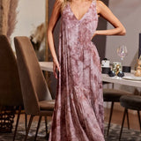 Trendsi women's resort wear dress in a flowy mauve maxi style with button-front detail