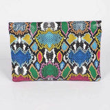 Babe Beachwear women's snake print handbag in vibrant multicolor pattern clutch style