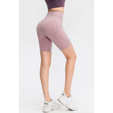 Babe Beachwear women's sports shorts with pockets in mauve stretch fabric for activewear
